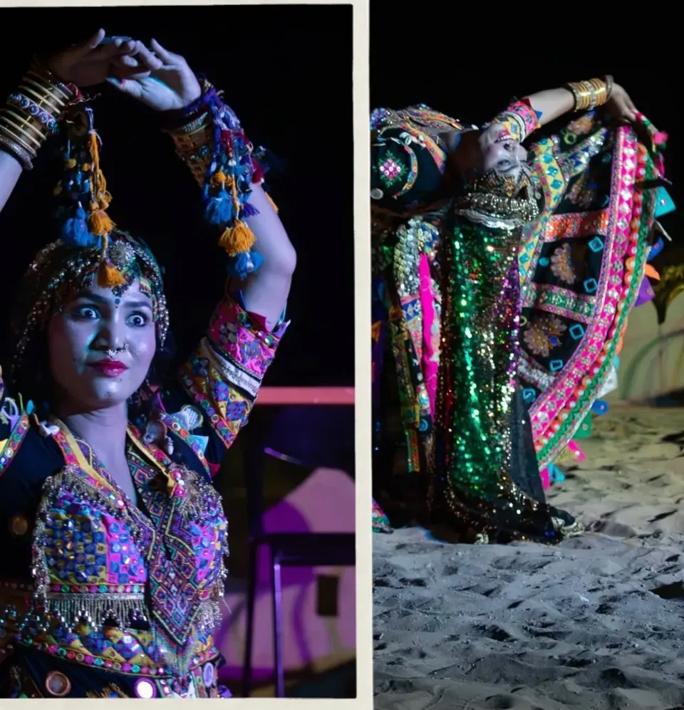 Rajasthani folk performer wearing colourful traditional costume